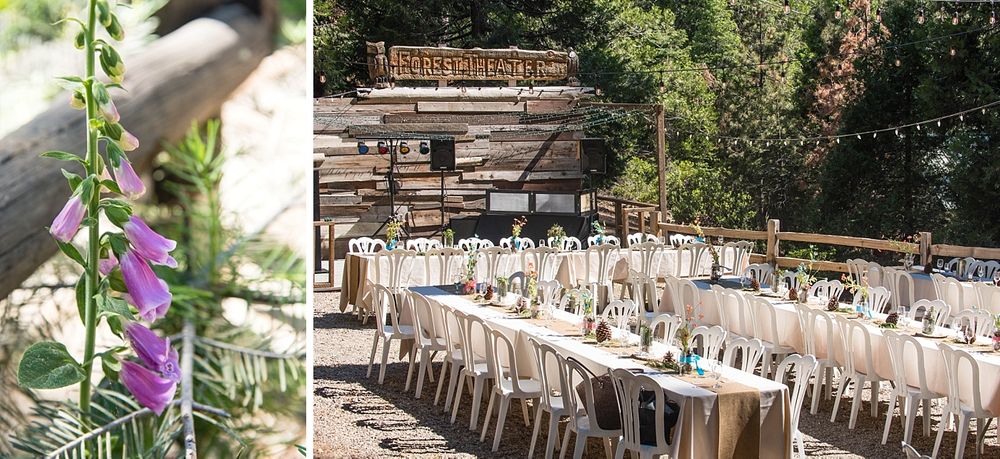 shaver lake village hotel California destination wedding reception tables