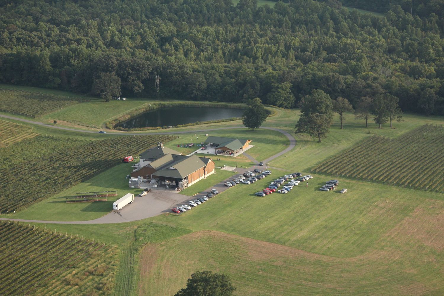 Air to Ground Photos of Raylen Vineyards in Davie County NC