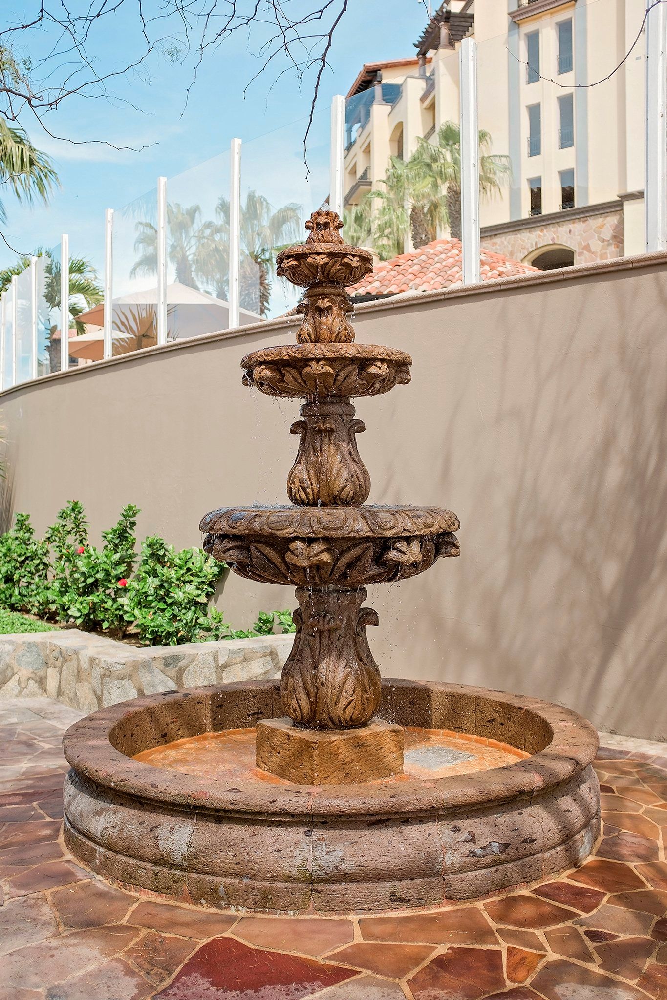 A stone fountain, found near Building 26.