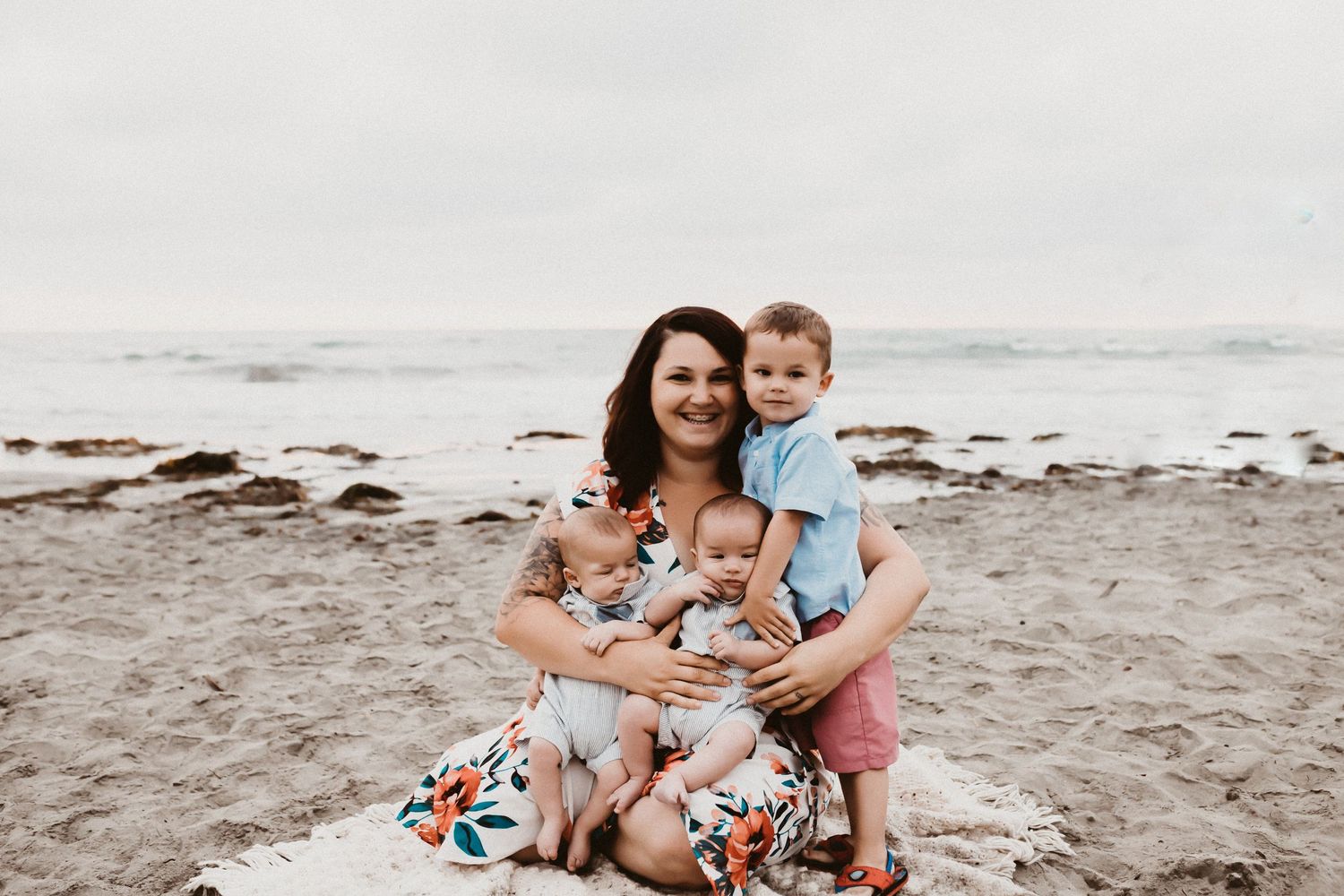 Family photo with mom and kids