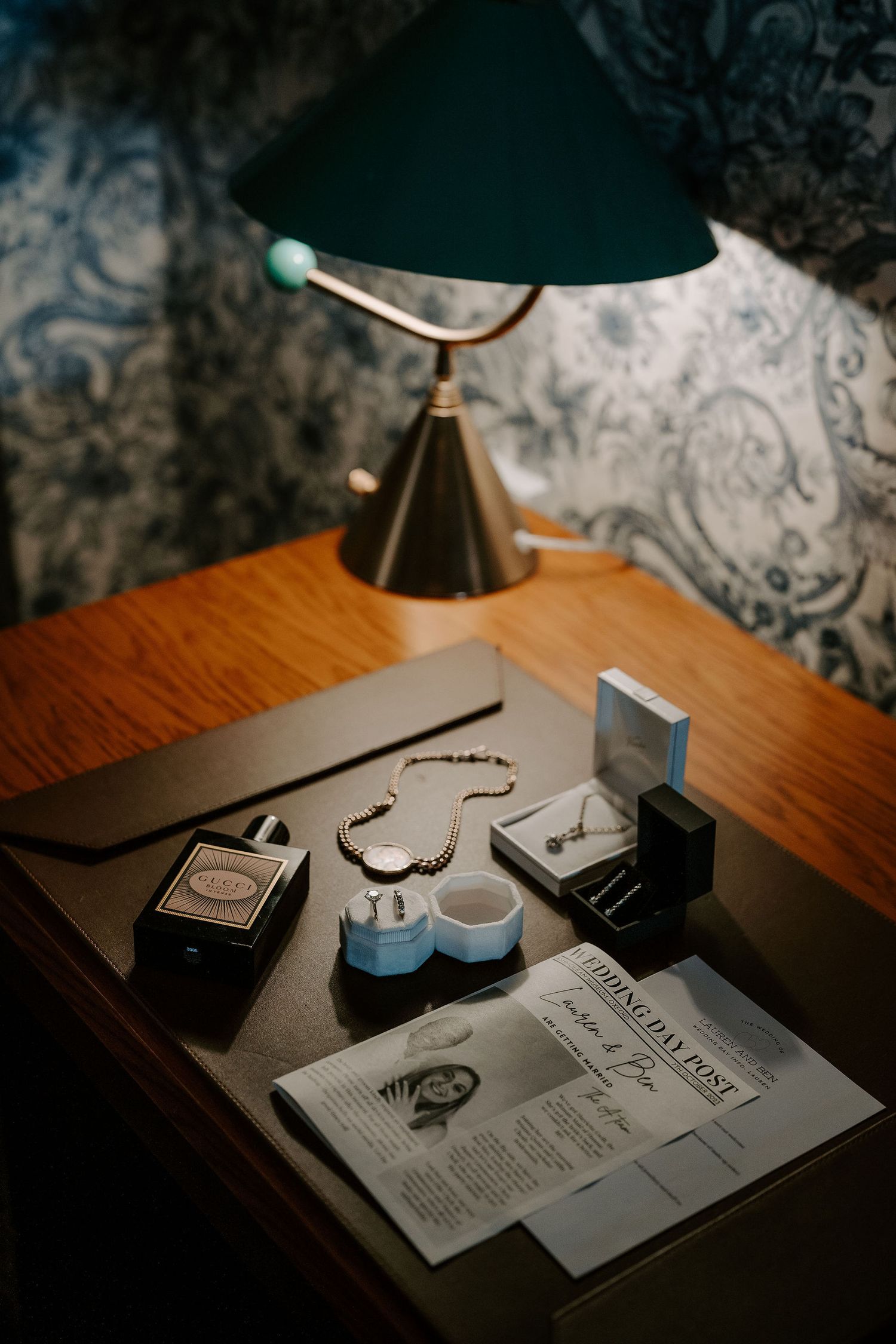wedding stationary and jewellery at the Randolph hotel in Oxford