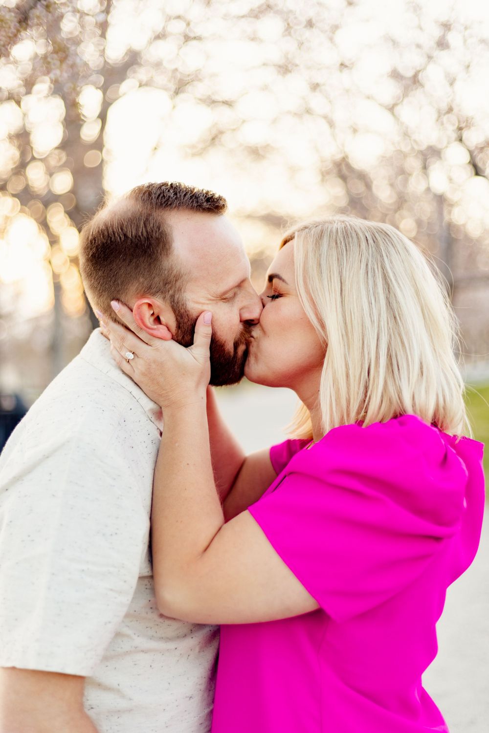 engaged missouri couple kissing