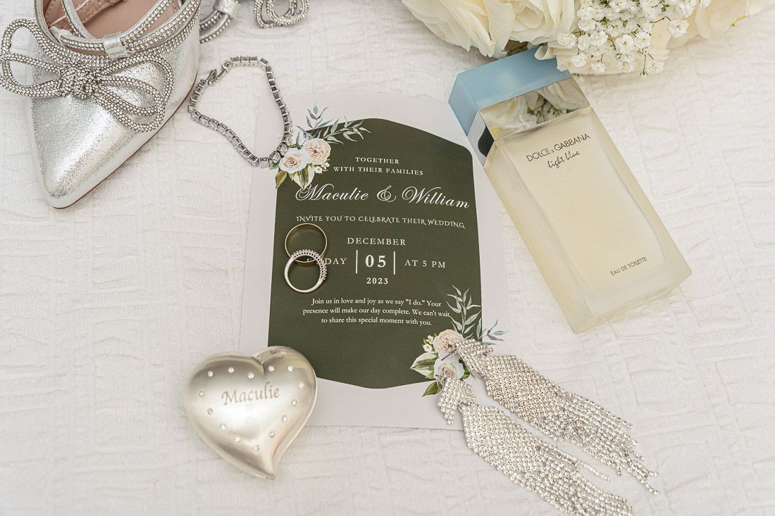 A Picture of A Bride shoes and accessories for Her Wedding Day in Hampton inn hotel in palm beach gardens