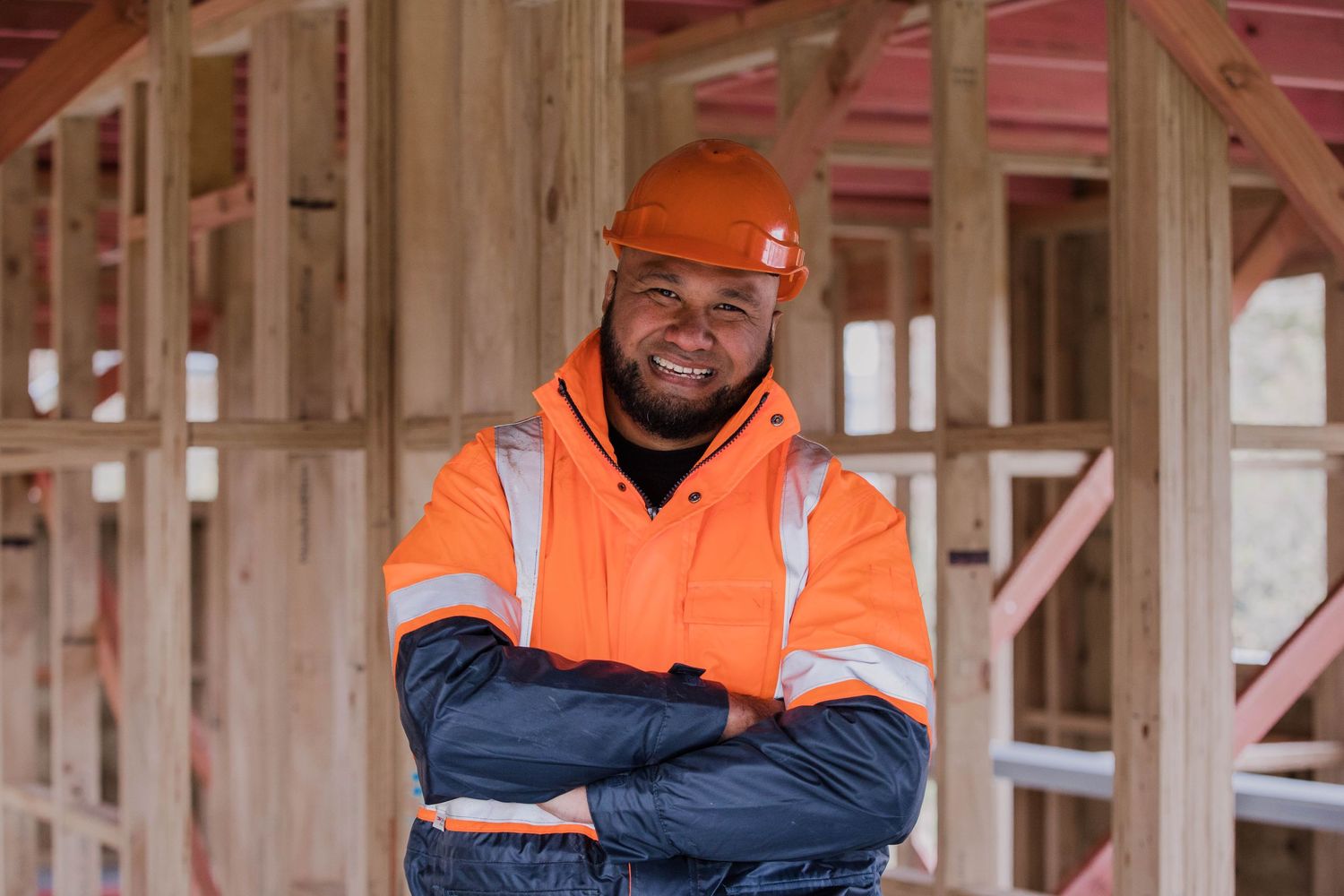 commercial stock portrait of a construction worker
