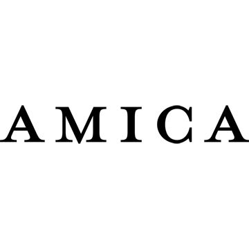 AMICA magazine logo in elegant black serif typeface.