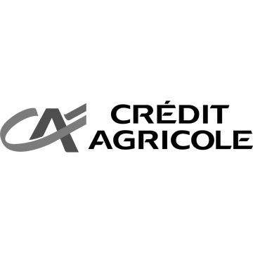 Credit Agricole bank logo with stylized CA initials and full name in grey.