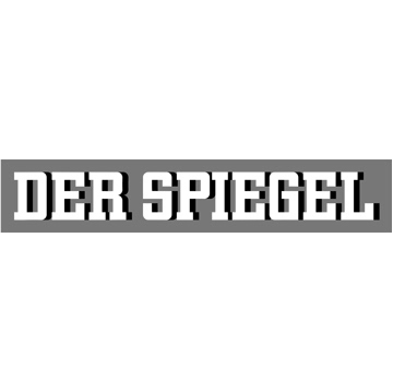 Der Spiegel newspaper logo with white text on dark background.