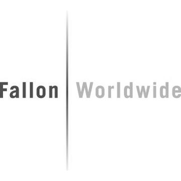 Fallon Worldwide corporate logo with vertical line divider in minimalist black and grey design.