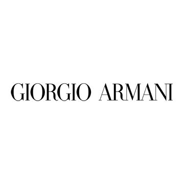 Giorgio Armani luxury fashion brand wordmark in classic black serif typeface.