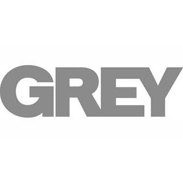 Grey advertising agency logo in bold grey capital letters with modern design.