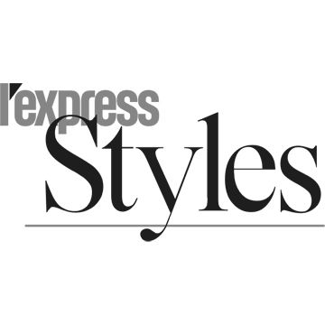 Typography-based logo for L'express Styles magazine in black and white.