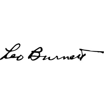 Handwritten signature-style logo for Leo Burnett advertising agency in black.
