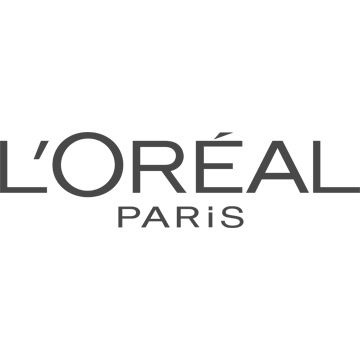L'Oreal Paris cosmetics brand logo in grey uppercase letters.