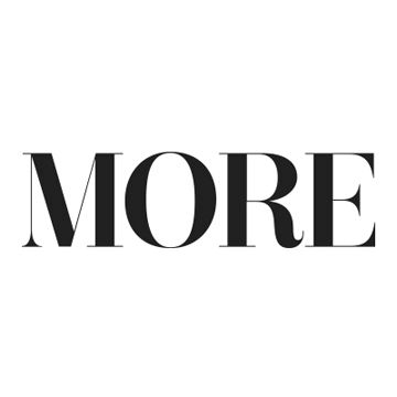 MORE magazine logo in bold capital serif letters.