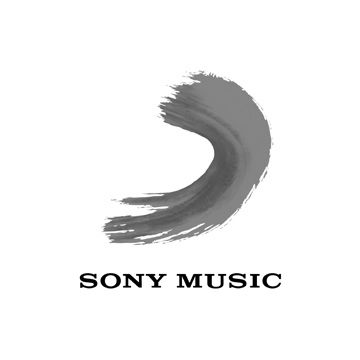 Sony Music logo featuring abstract grey curved brush stroke above company name.