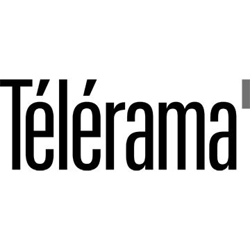 Black and white Telerama magazine logo in bold serif font.