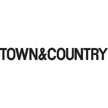 Town & Country magazine logo in bold black uppercase letters.