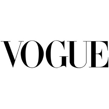 Iconic Vogue magazine wordmark in bold black serif typography.