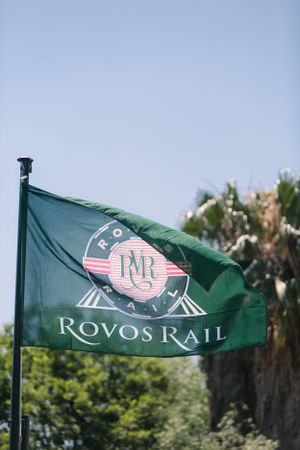 The Rovos Rail flag at Capital Park in Pretoria, South Africa.
