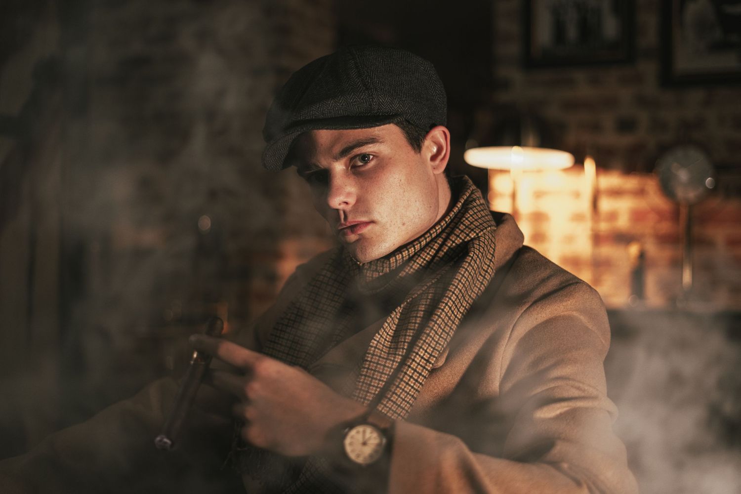 Orlando creative portrait photographer Ray Alvarez — cinematic moody studio portrait with dramatic smoke and editorial styling