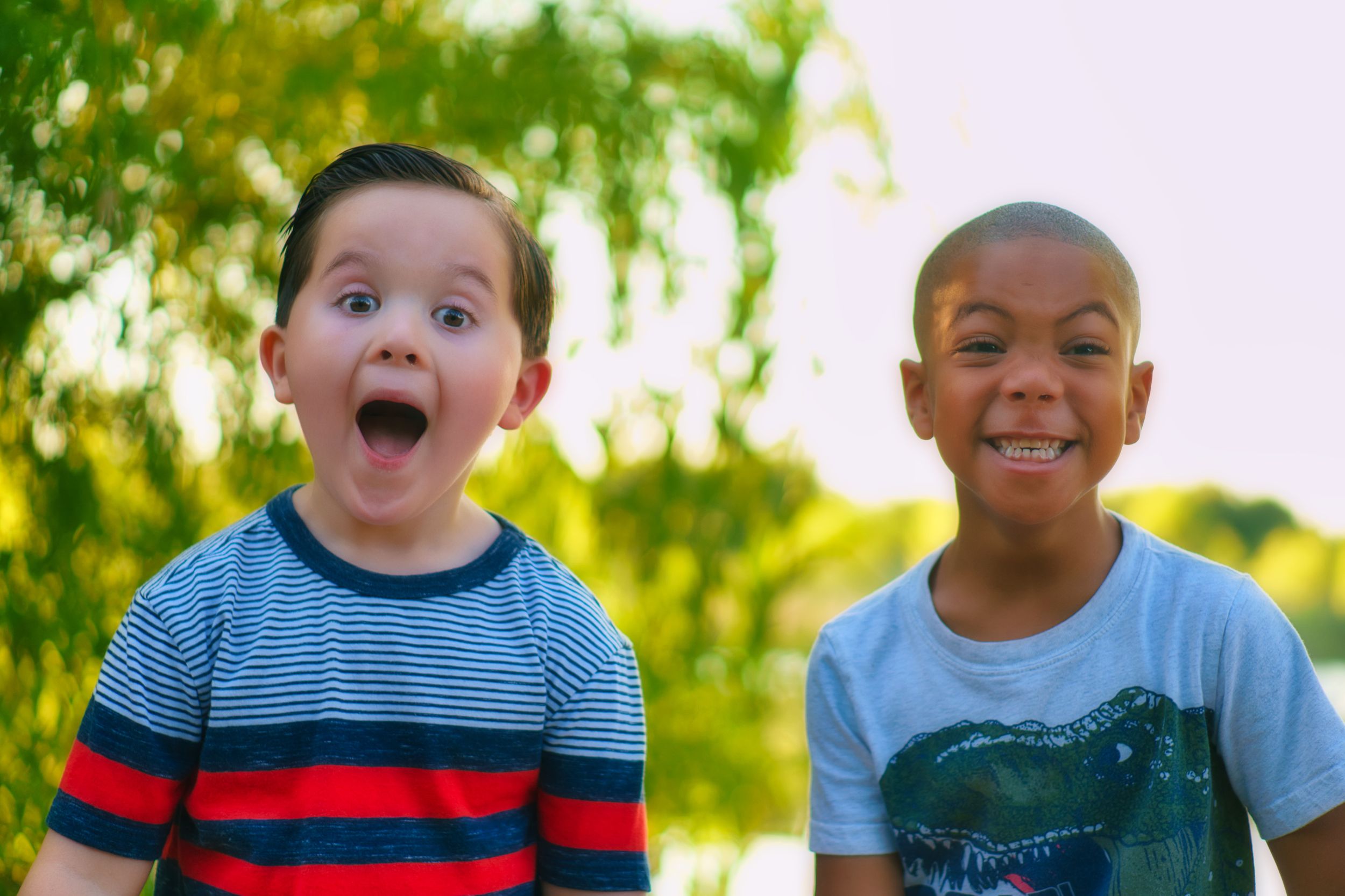 two young children smile