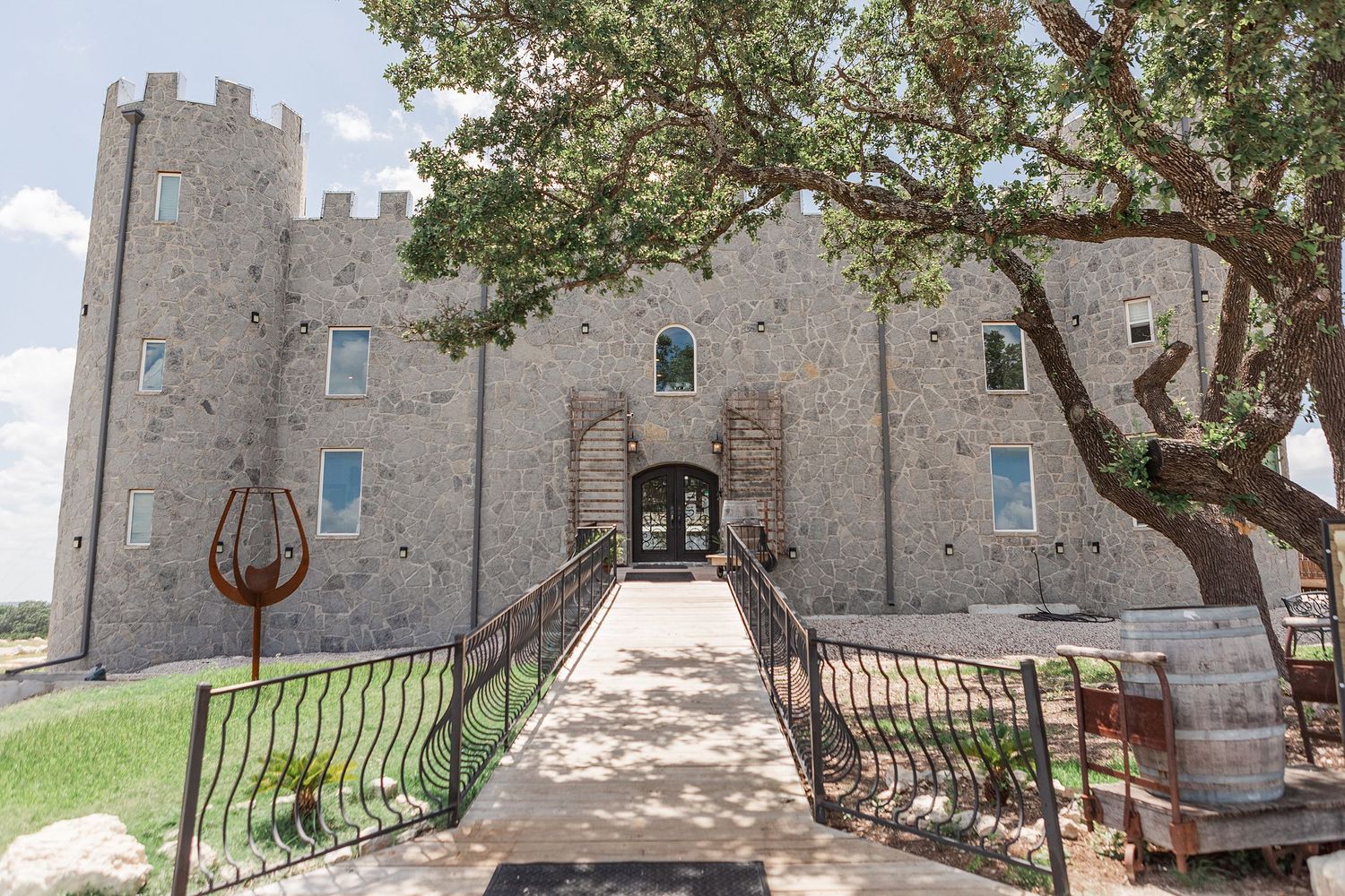 A romantic, surprise proposal at 290 Wine Castle in the Texas hill country.