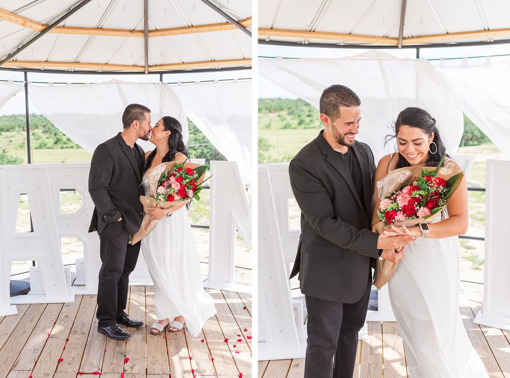 A romantic, surprise proposal at 290 Wine Castle in the Texas hill country.