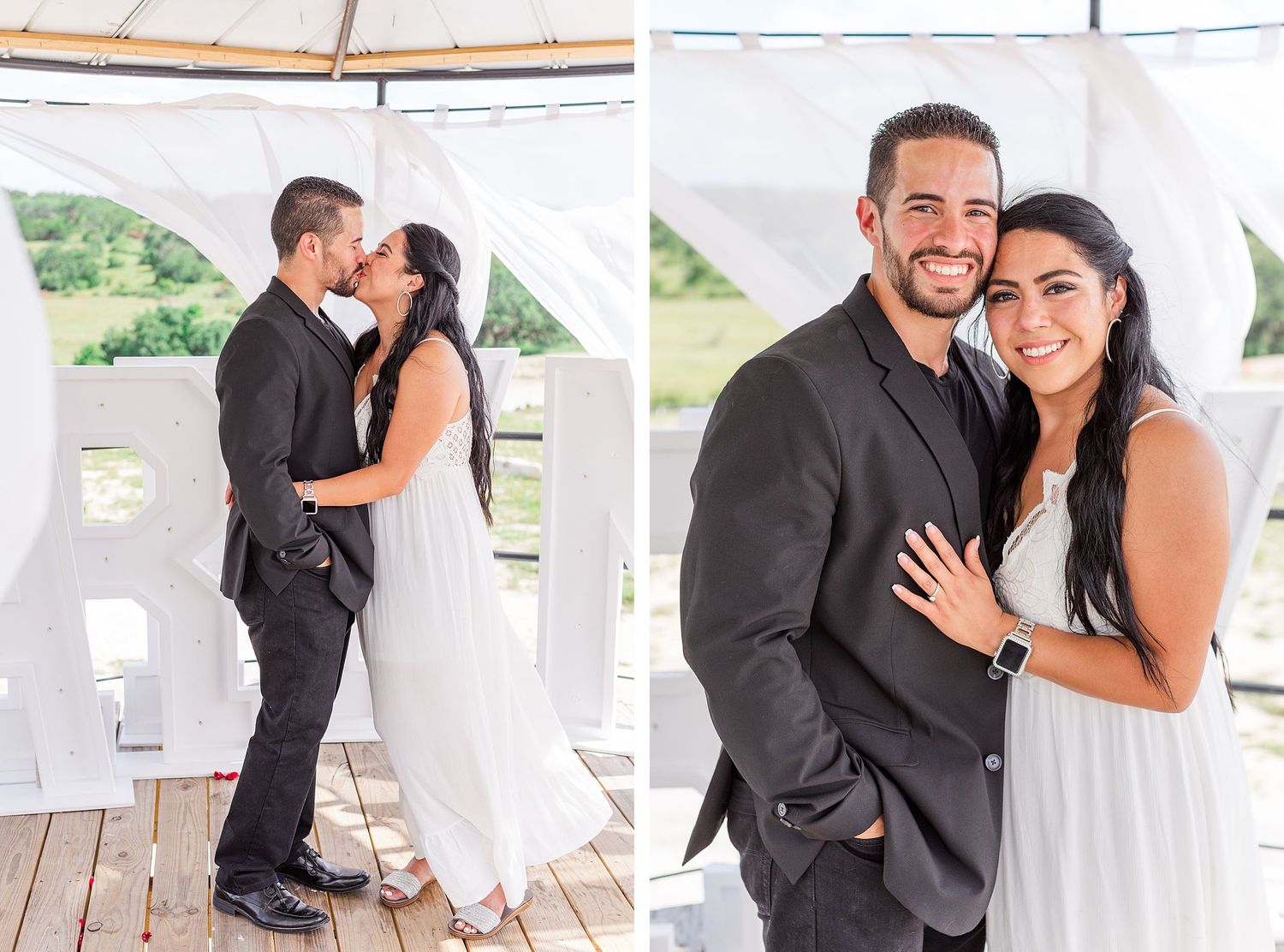 A romantic, surprise proposal at 290 Wine Castle in the Texas hill country.
