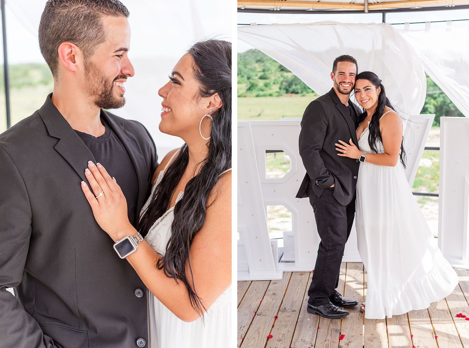A romantic, surprise proposal at 290 Wine Castle in the Texas hill country.