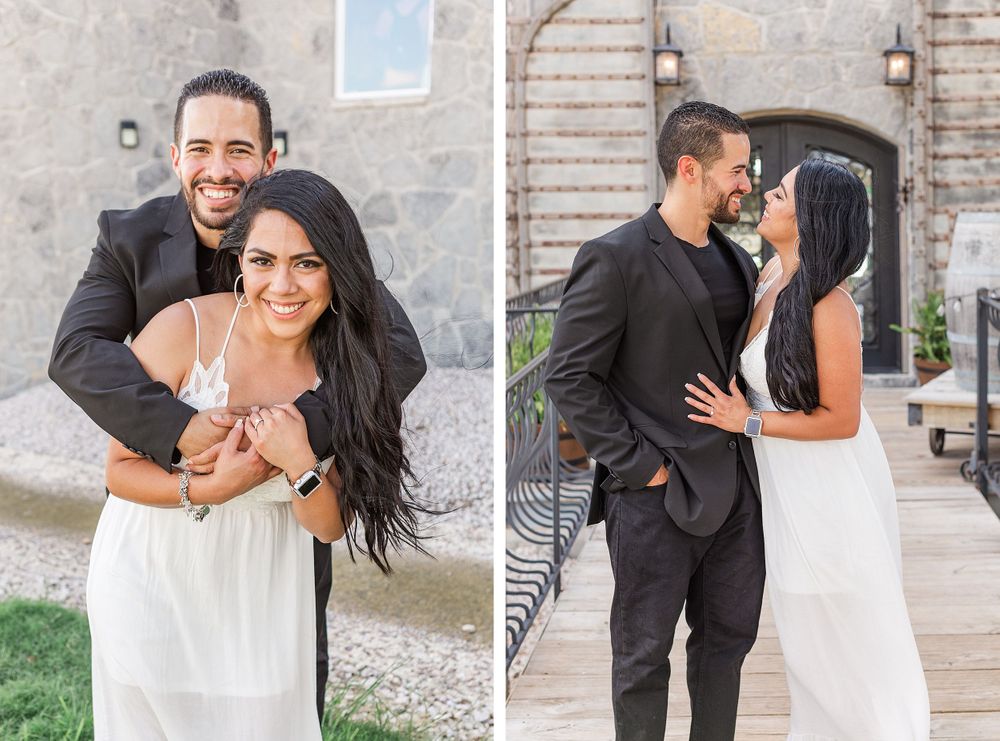 A romantic, surprise proposal at 290 Wine Castle in the Texas hill country.