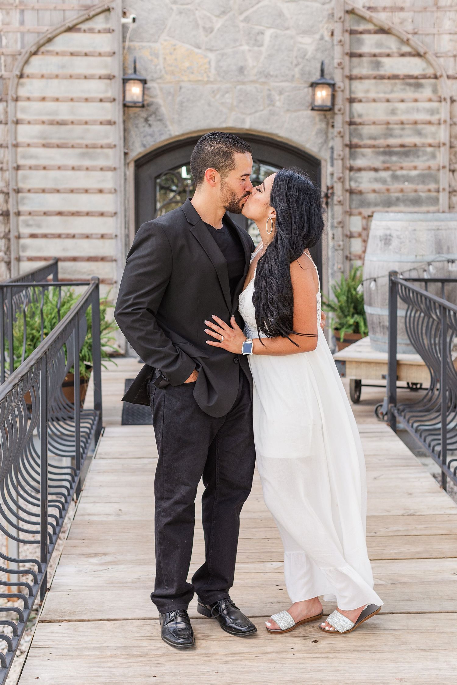A romantic, surprise proposal at 290 Wine Castle in the Texas hill country.