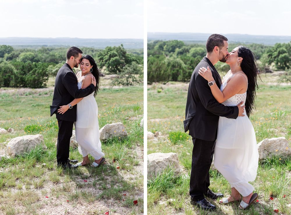 A romantic, surprise proposal at 290 Wine Castle in the Texas hill country.
