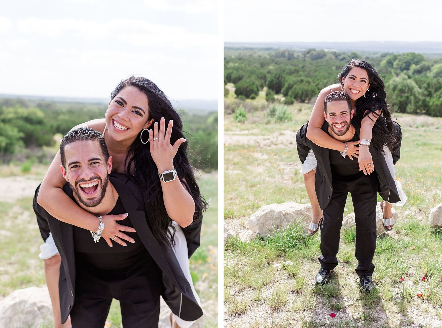 A romantic, surprise proposal at 290 Wine Castle in the Texas hill country.