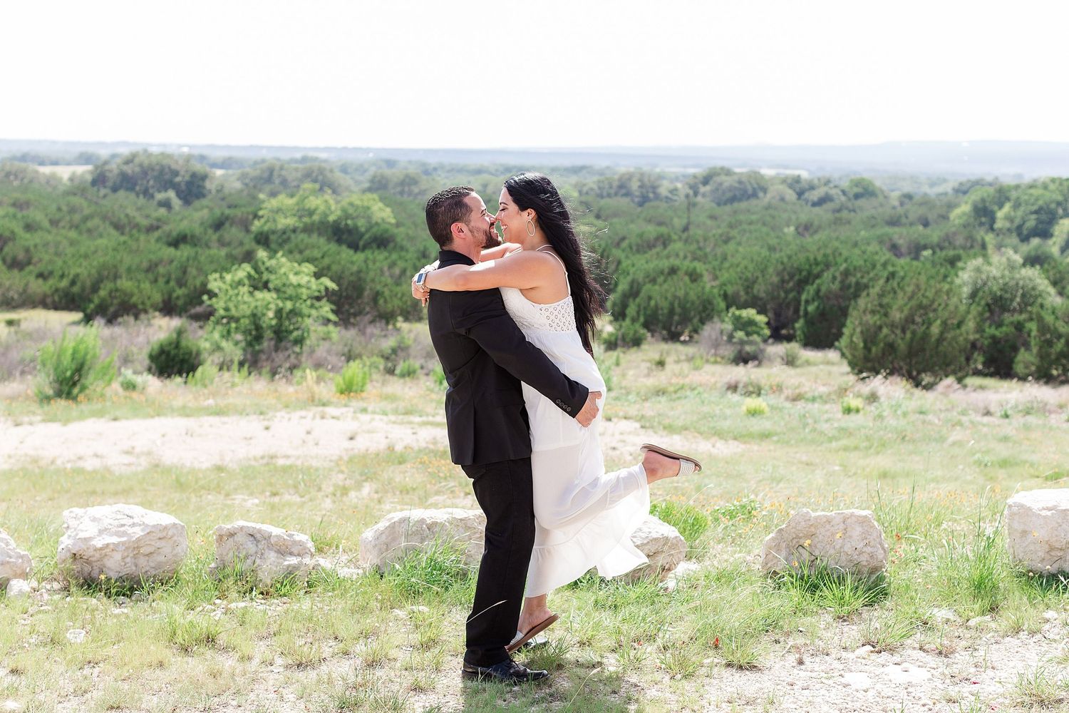 A romantic, surprise proposal at 290 Wine Castle in the Texas hill country.