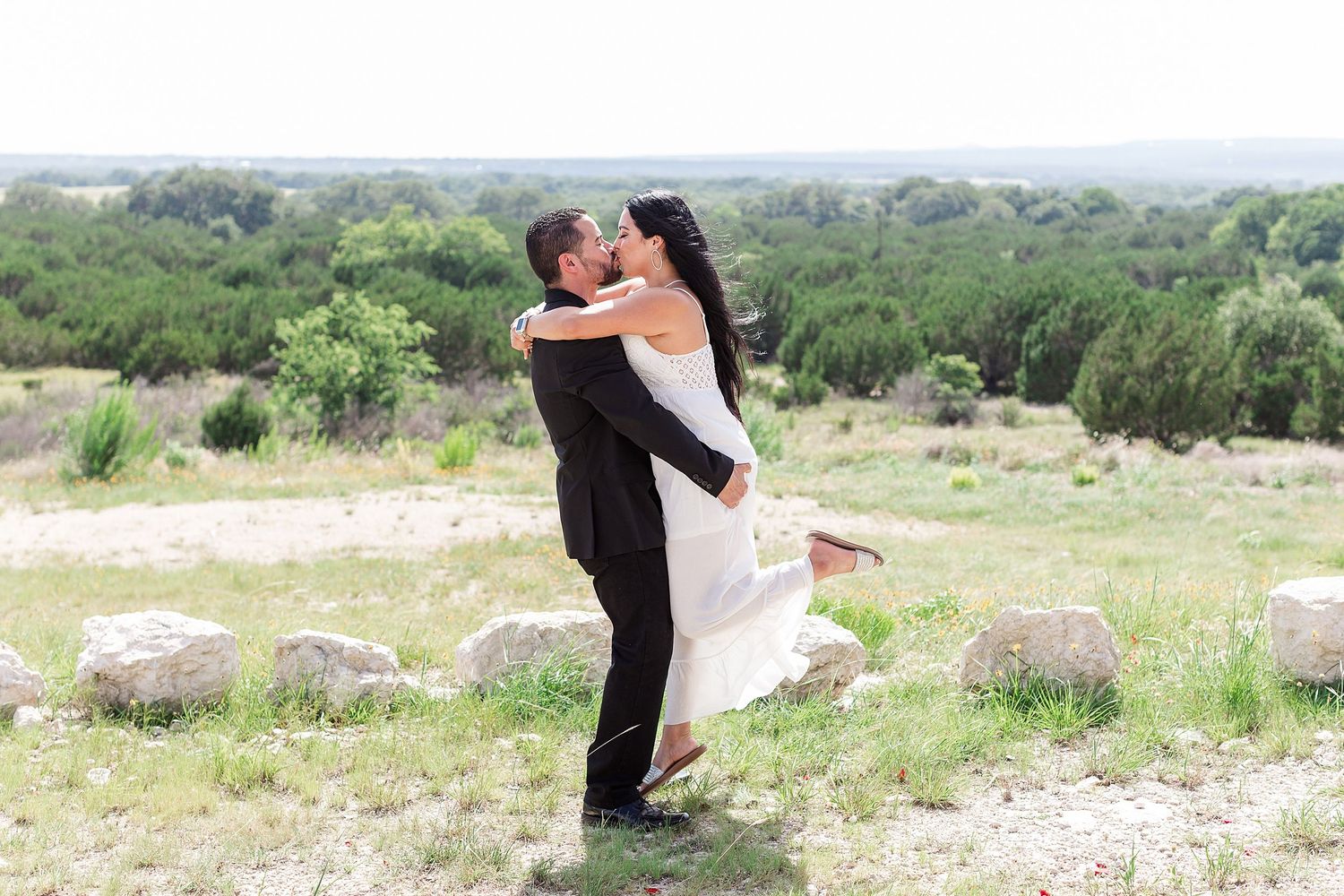 A romantic, surprise proposal at 290 Wine Castle in the Texas hill country.