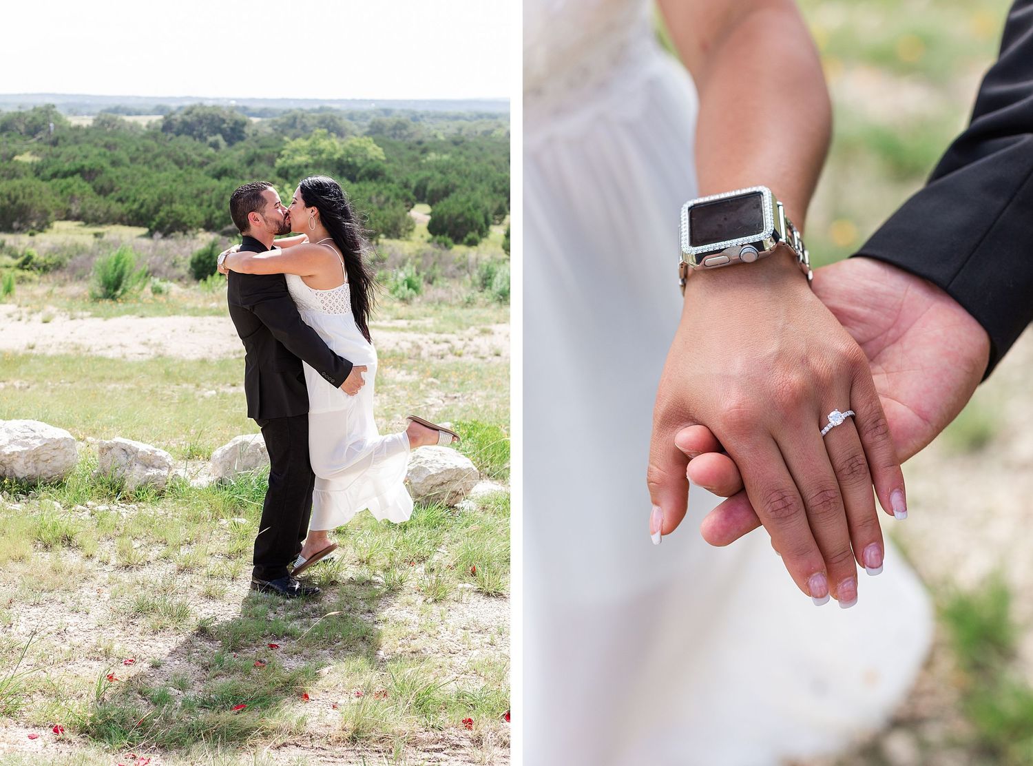 A romantic, surprise proposal at 290 Wine Castle in the Texas hill country.