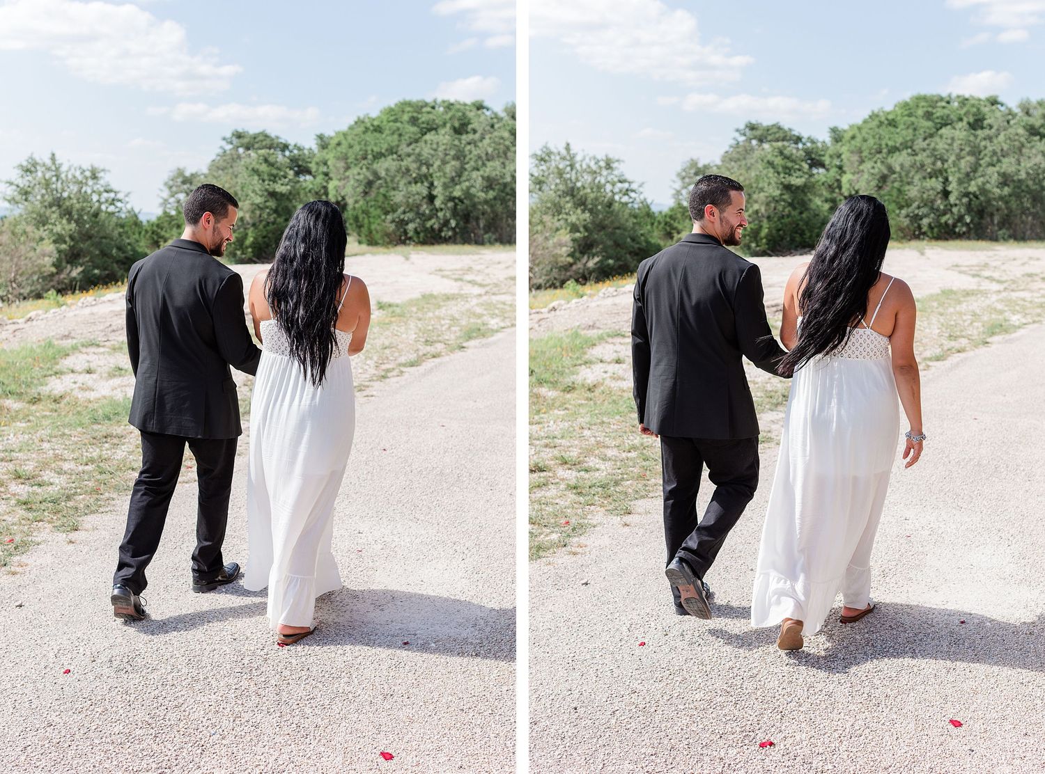 A romantic, surprise proposal at 290 Wine Castle in the Texas hill country.