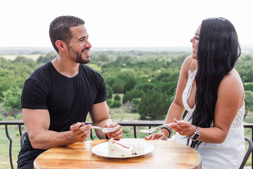 A romantic, surprise proposal at 290 Wine Castle in the Texas hill country.