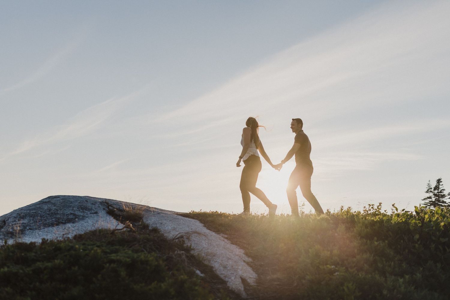 Sunset anniversary session at Polly's Cove, Nova Scotia