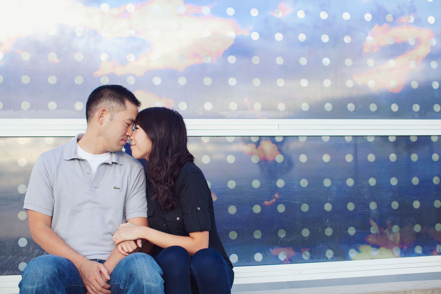 Man and woman with noses touching, eskimo kisses