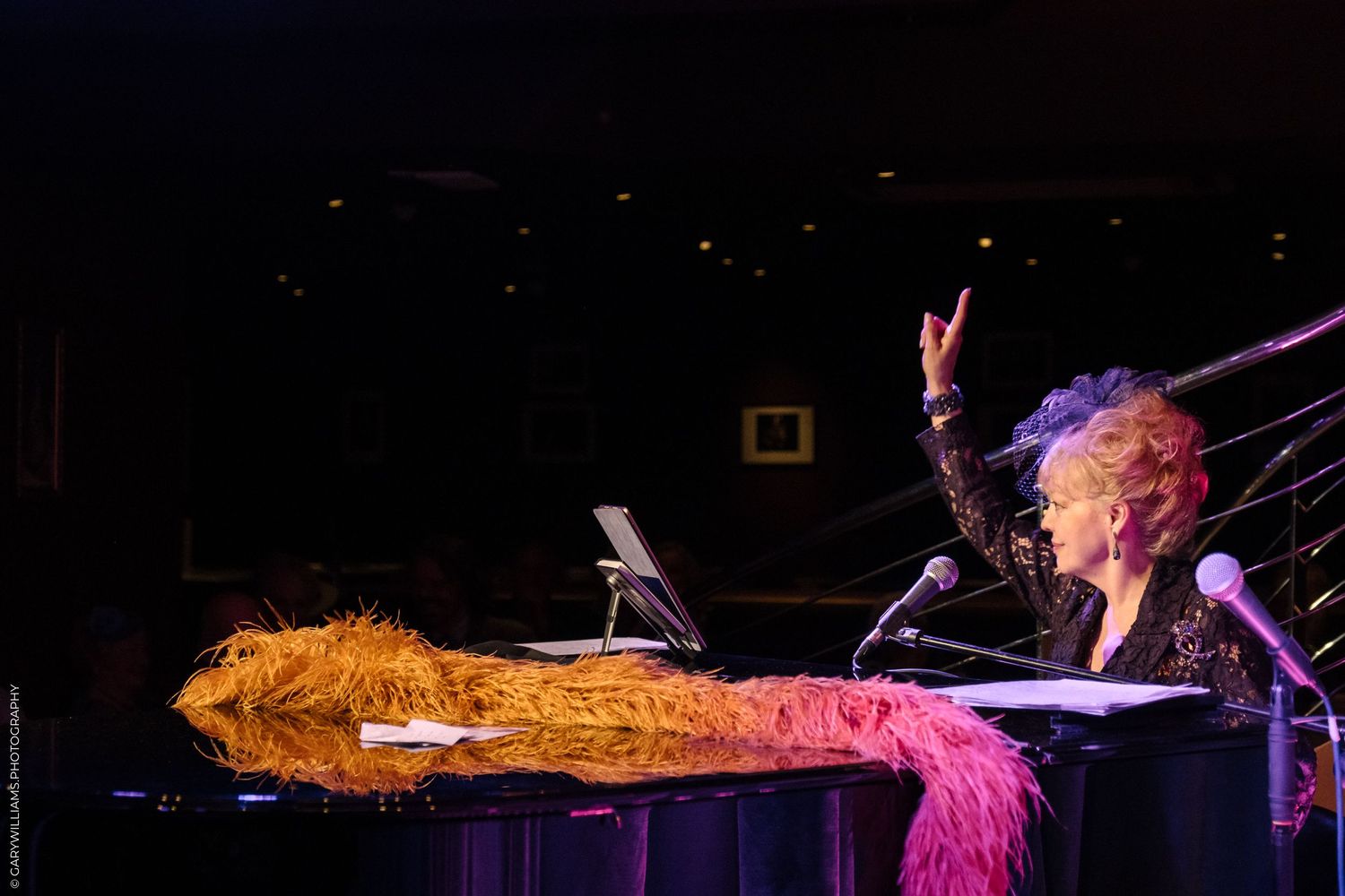 KT Sullivan at the piano during a performance at The Pheasantry In London.