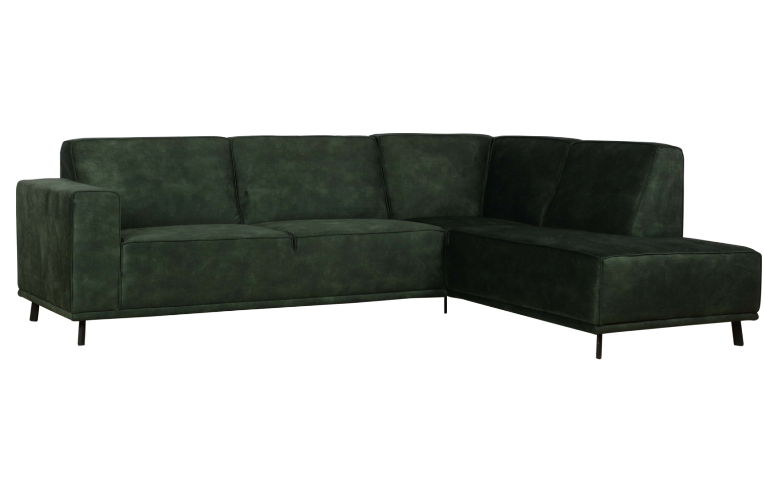 Donkergroene loungebank met metalen poten