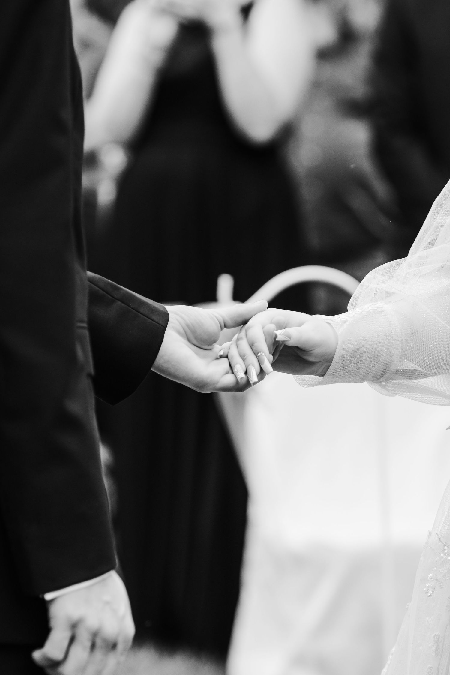 Hands holding during wedding vows in Prairie du Chien, Wisconsin