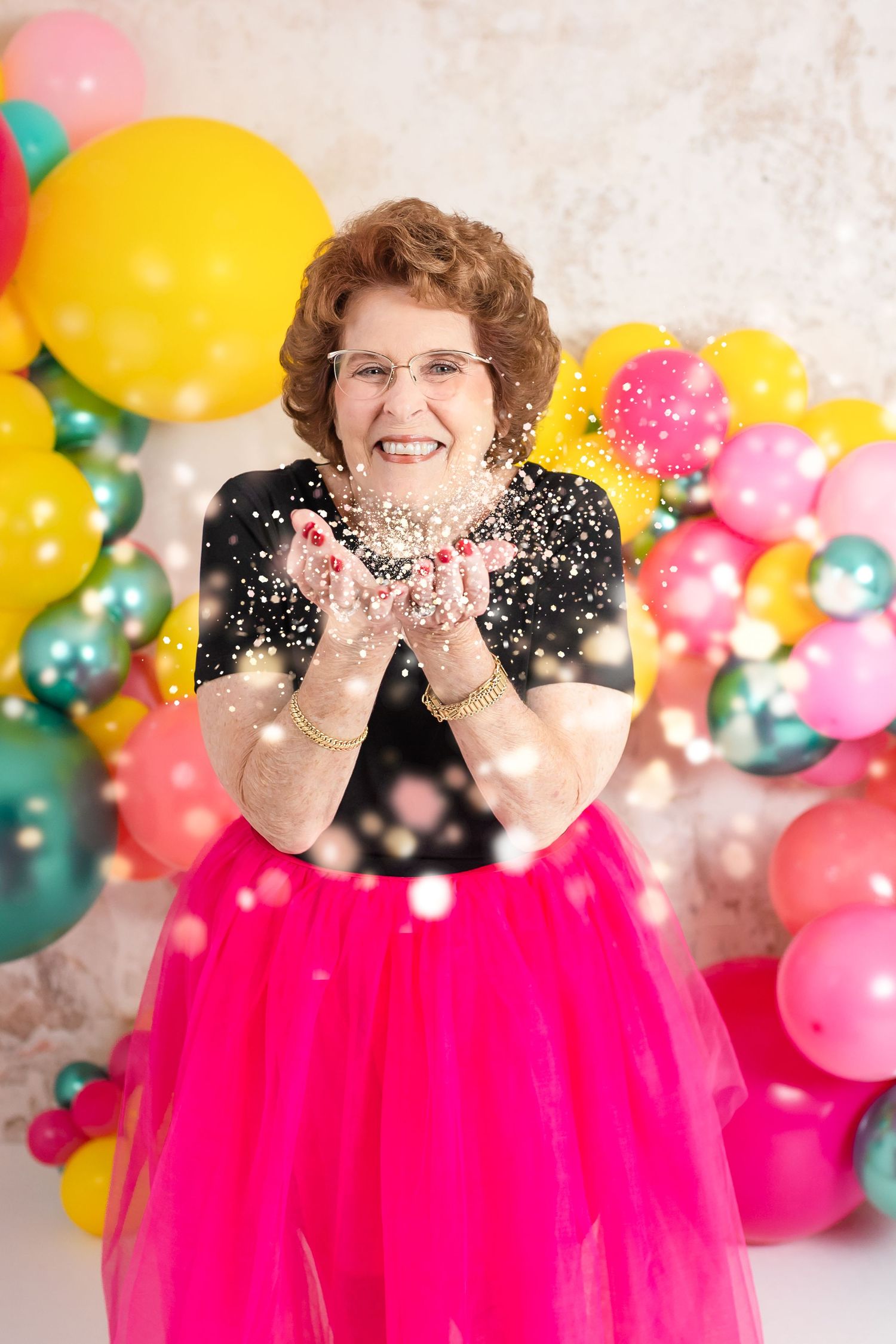 80th birthday photos with confetti