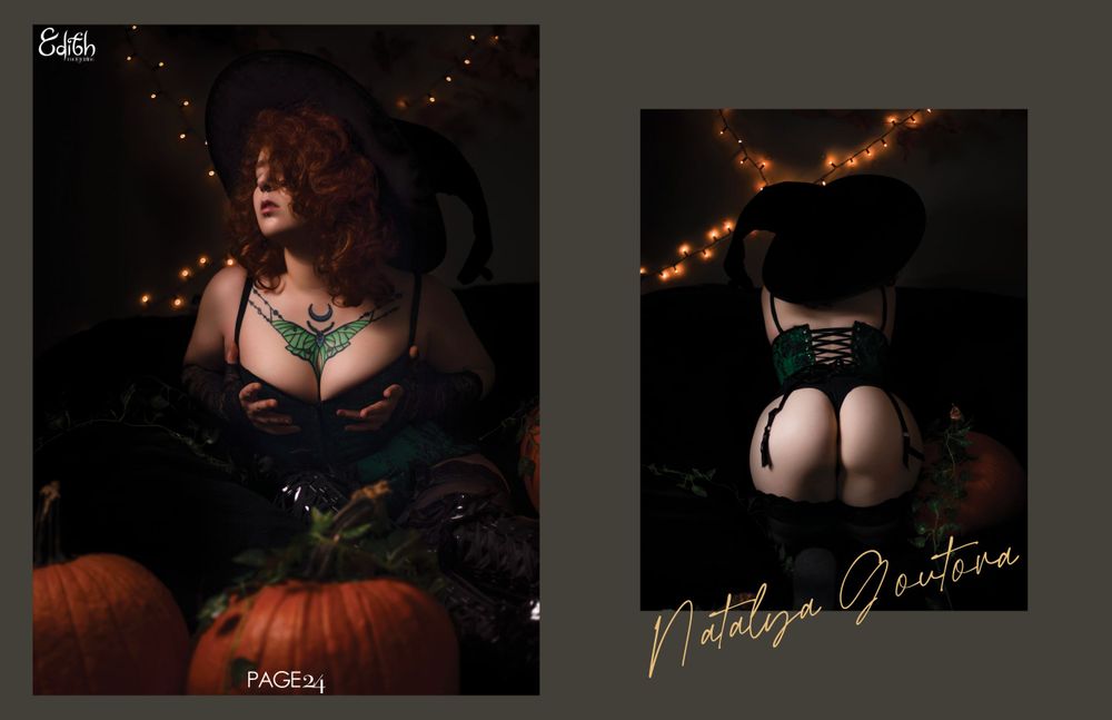 Sensual boudoir photography series with moody lighting and decorative text overlays.