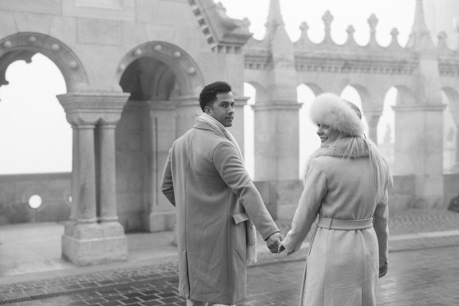 engagement photoshoot at Budapest Fisherman's Bastion with Budapest Photographer