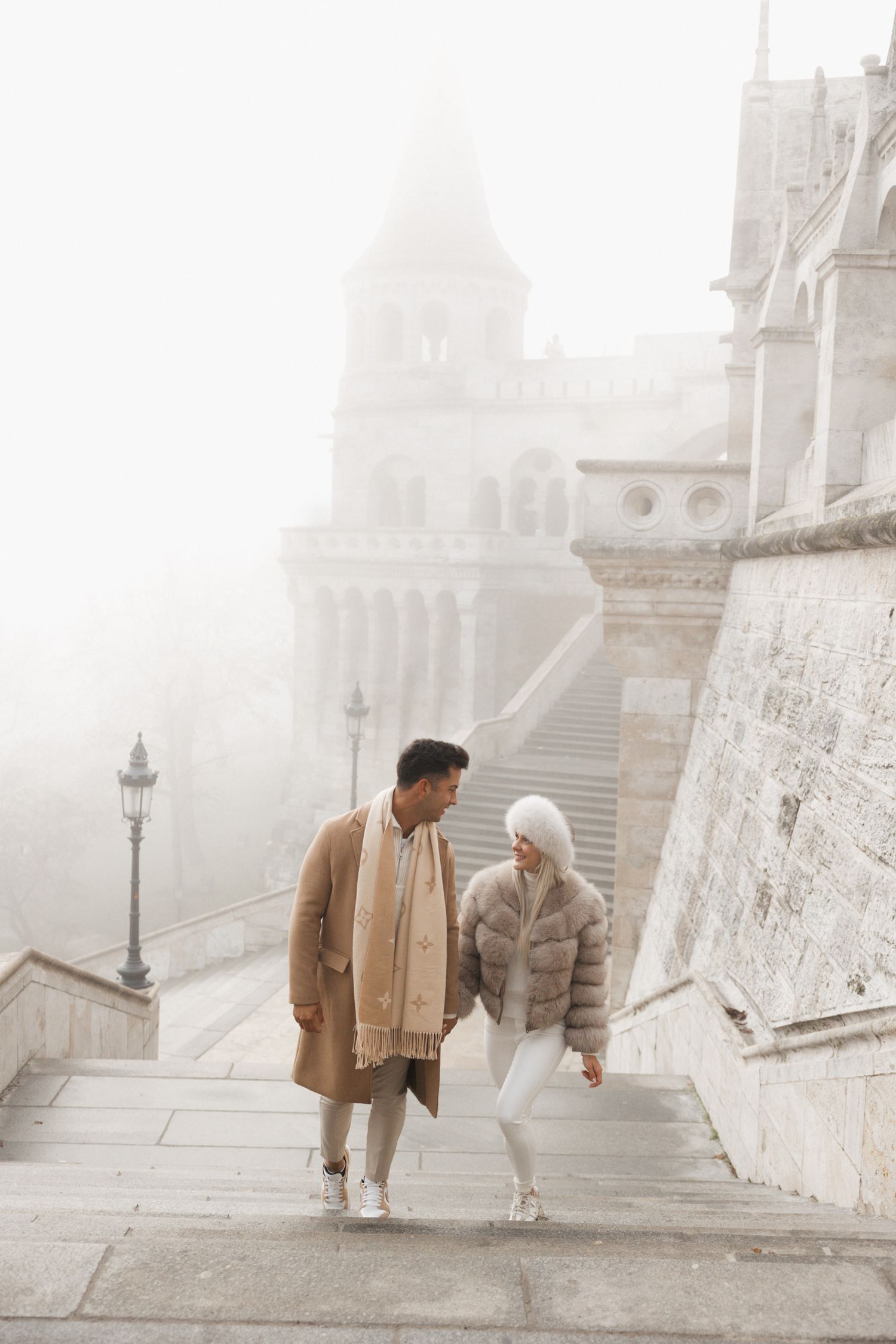 engagement photoshoot at Budapest Fisherman's Bastion with Budapest Photographer
