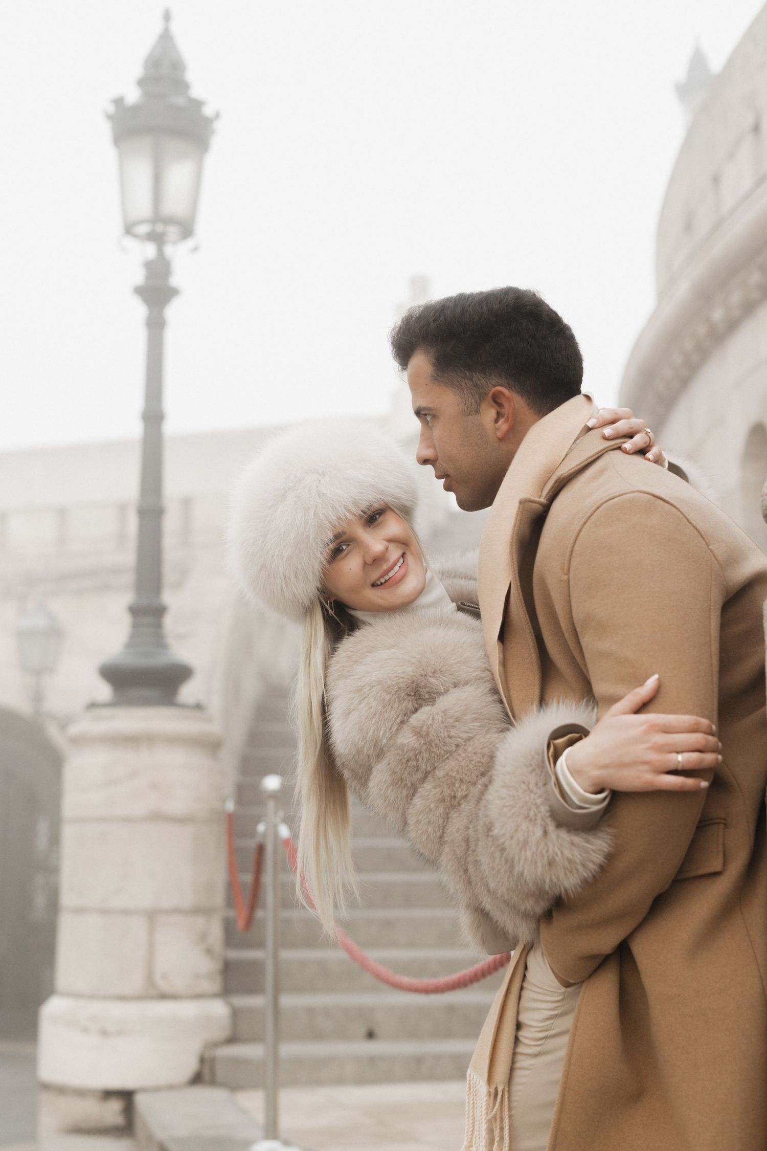 engagement photoshoot at Budapest Fisherman's Bastion with Budapest Photographer