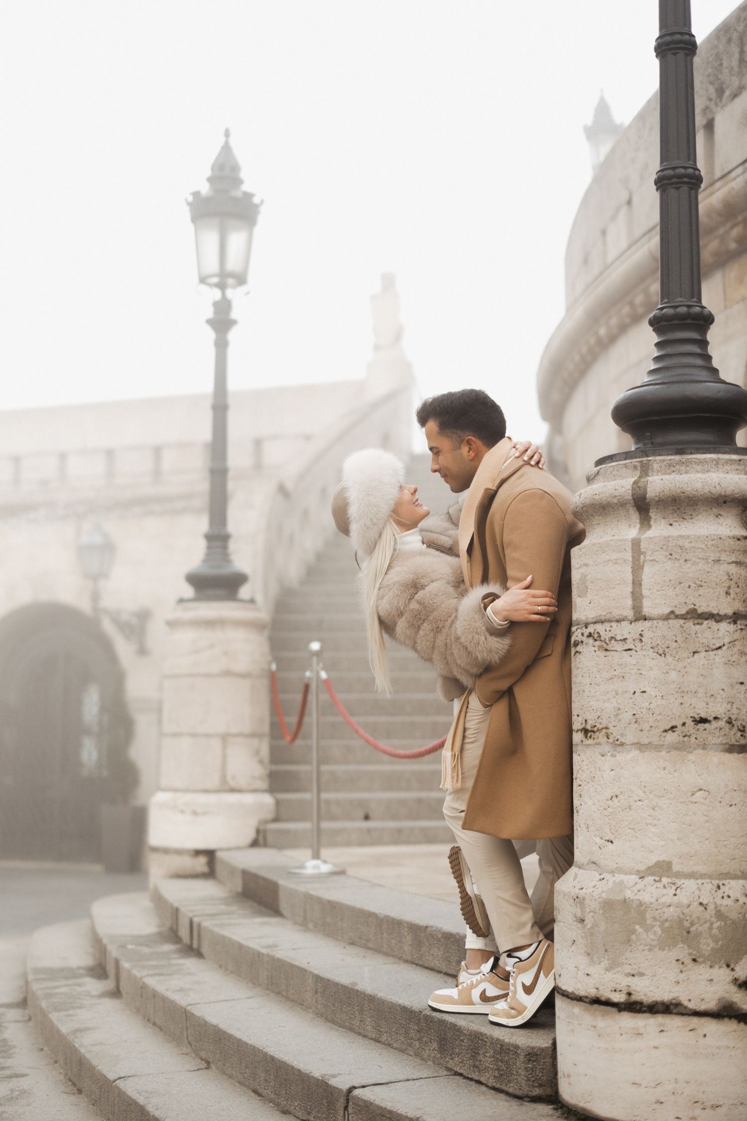 engagement photoshoot at Budapest Fisherman's Bastion with Budapest Photographer
