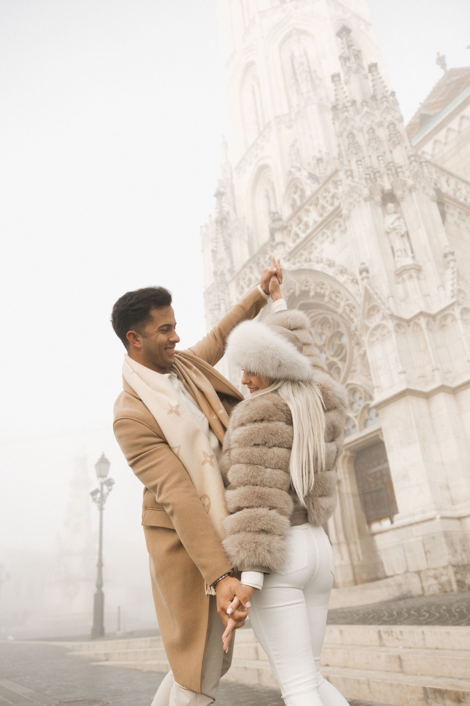 engagement photoshoot at Budapest Fisherman's Bastion with Budapest Photographer
